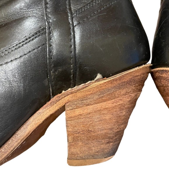 MISS CAPEZIO USA Made Vintage Black Leather Metallic Butterfly Cowboy Boots 8 - Picture 13 of 16